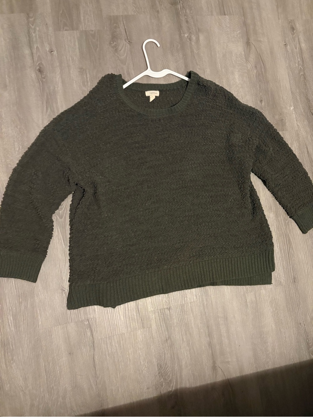 Cupio Olive Crewneck Textured Sweater